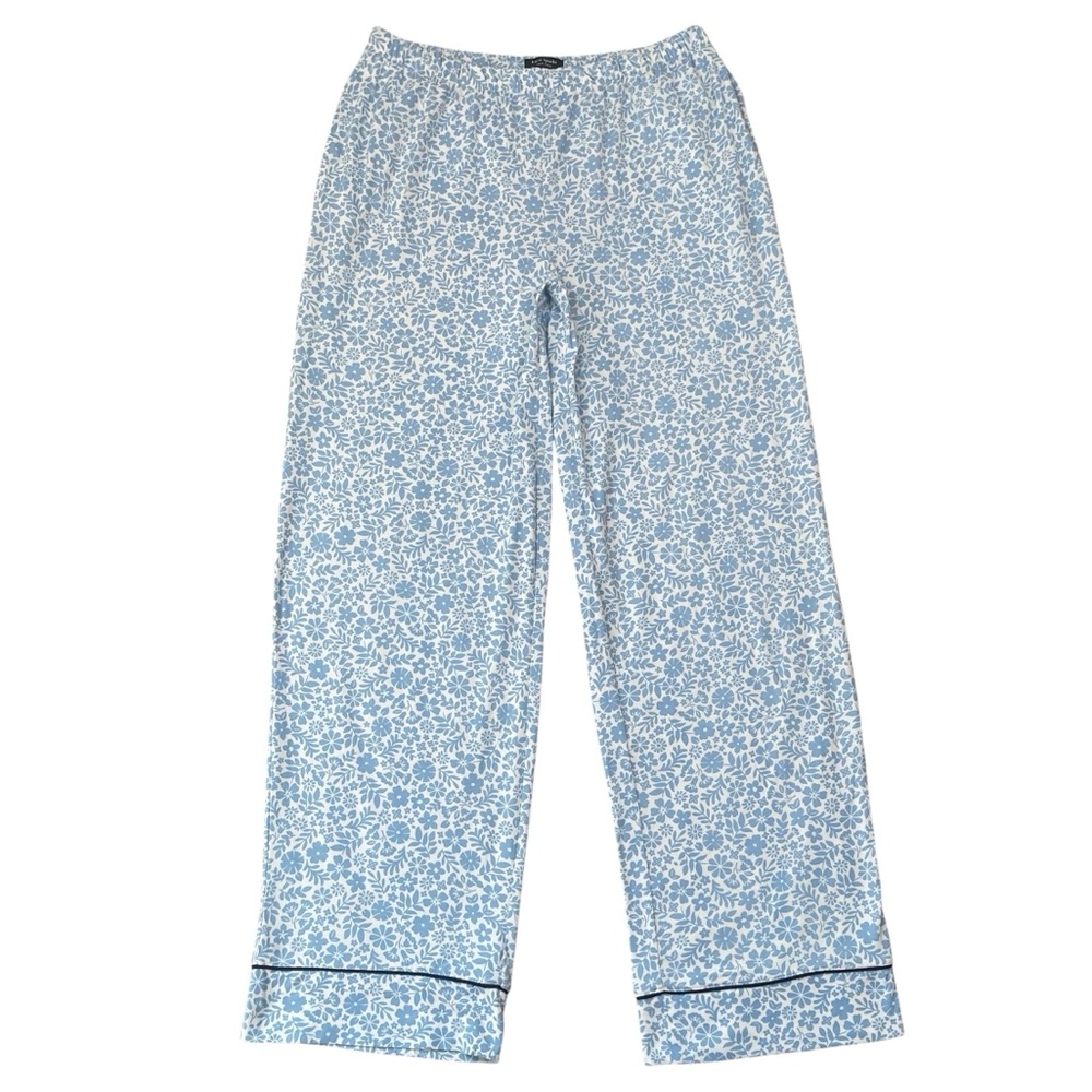 Kate Spade New York Blue Floral Pull-On Wide Leg Pajama Pants Size Medium